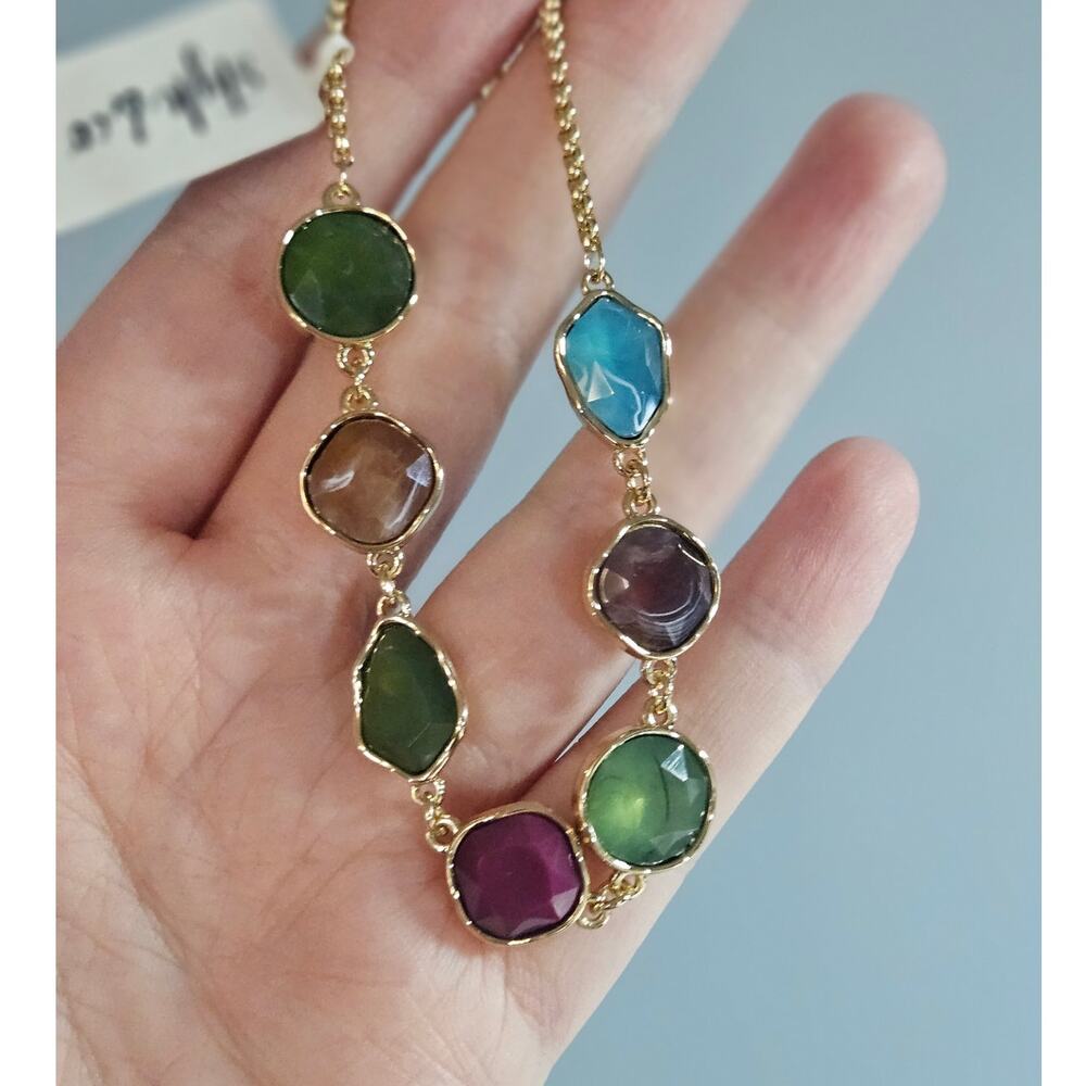 Style & Co Multicolor Faceted Stone Gold Tone Bolo Bracelet NEW
